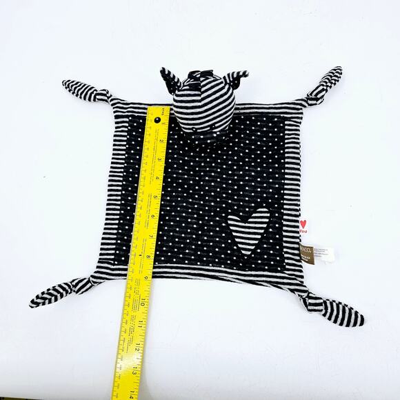 Demdaco Baby Lovey Zebra Cotton Knotted Soother Security Blanket Black & White - Picture 9 of 10